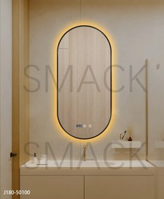 Oglindă LED Touch Premium, Dezaburire, Rama Negra, 3 Tipuri Lumină 50/100 cm