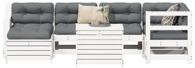 vidaXL Set canapea de grădină, 7 piese, alb, lemn masiv de pin