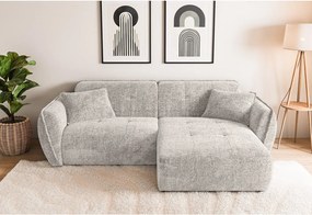 Colțar bej cu tapițerie din chenille (cu colț pe partea dreaptă/cu șezlong) Nelia – Ropez