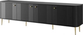 Dulap TV Vesper 4D 187 cm - negru / picioare aurii