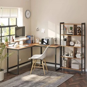 Birou de Studiu in Forma L, PAL Melaminat, Maro / Negru, Vasagle, LWD56X