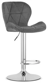 Scaun Bar Kross Catifea Gri, Baza Cromata
