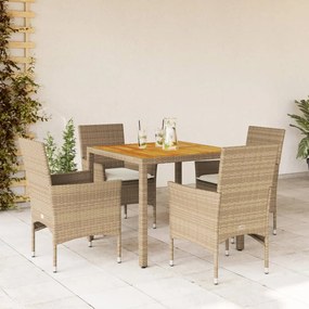 3278682 vidaXL Set mobilier grădină cu perne 5 piese bej poliratan/lemn acacia