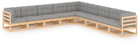 vidaXL Set mobilier grădină cu perne, 9 piese, lemn masiv de pin