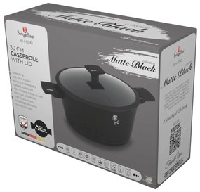 Oală cu capac 30 cm, 8 L Berlinger Haus Matte Black Collection BH 8190, înveliș titan, aspect elegant, curățare ușoară