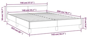 Cadru de pat cu tablie, maro, 140x200 cm, piele ecologica Maro, 140 x 200 cm