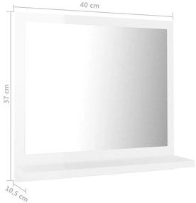 Oglinda de baie, alb extralucios, 40 x 10,5 x 37 cm, PAL Alb foarte lucios, 40 cm