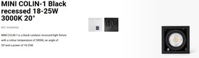 Spot LED incastrabil MINI COLIN-1 Black recessed 18-25W 3000K 20°