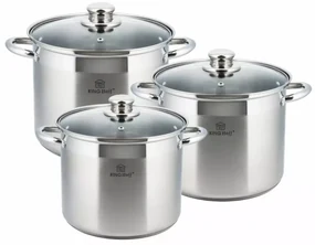 Set oale din inox cu capace, 22/24/26 cm, 7.2/9/11.1 L Kinghoff KH4311