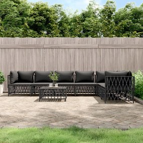 3186885 vidaXL Set mobilier de grădină, 8 piese, cu perne, antracit, oțel