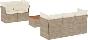 vidaXL Set canapele de grădină cu perne, 6 piese, bej, poliratan