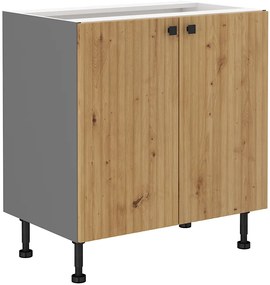 Dulap inferior de bucătărie Avantoe 80 D 2F BB (Stejar artisan + Antracit). 1049637