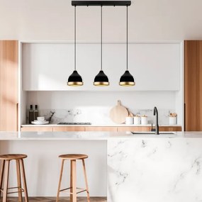 Lustră pe cablu YILDO, 3xE27/40W/230V, negru/auriu