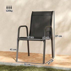 Outsunny Set de 4 Scaune Outsunny de Grădină Empilabile cu Spătar Înalt pentru Exterior | Aosom Romania