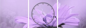 Tablou - Flori mov (cu ceas) (90x30 cm)