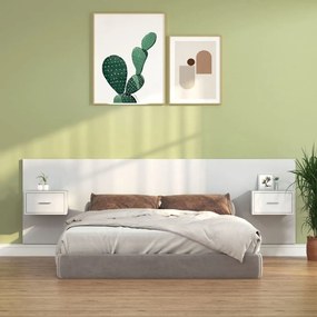 3115700 vidaXL Tăblie de pat cu dulapuri, alb extralucios, lemn prelucrat