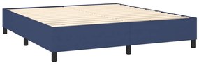 Pat box spring cu saltea, albastru, 180x200 cm, material textil Albastru, 180 x 200 cm, Design cu nasturi