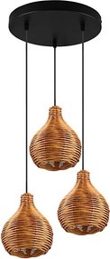 Reality - Lustră suspendată pe cablu SPROUT 3xE14/40W/230V maro/ratan
