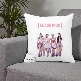 Perna Personalizata K-pop BLACKPINK Fotografie Grup Tinute Roz, 40x40 cm, Alba Mata, Husa Detasabila, Perna Inclusa, BEKZ®