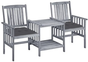 vidaXL Scaune de grădină cu masă de ceai și perne, lemn masiv acacia