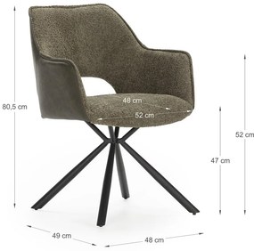 Set de scaune de sufragerie verde cu cotiere 2 buc. tapițat Mariel – Marckeric