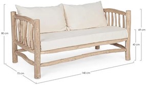 Canapea cu 2 locuri finisaj natural din lemn de Teak, 140 cm, Sahel Bizzotto