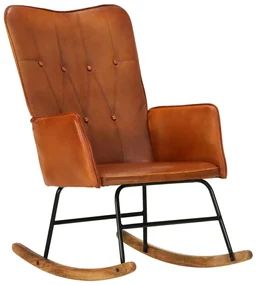 339679 vidaXL Scaun balansoar, cafeniu, piele naturală