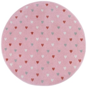 Covor pentru copii roz ø 140 cm Little Hearts – Hanse Home