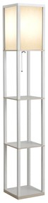 HOMCOM Lampă de Podea 40W cu 3 Rafturi Integrate și Comutator de Picior, Lampă Modernă din MDF și Acrilic, 26x26x160 cm, Alb | Aosom Romania