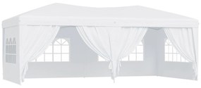 Outsunny Pavilion Pliabil pentru Grădină cu 6 Panouri Laterale, Alb, 3x6m | Aosom.ro