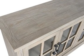 Bufet din lemn masiv de hevea cu 4 uși vitrate, finisaj natur, „Clarmont”