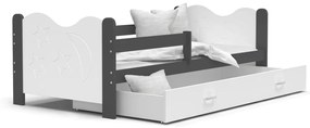Supermobel Pat pentru copii MIKOLAJ P1 COLOR + saltea + somieră GRATIS, 160x80, gri/alb