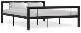 284553 vidaXL Cadru de pat, negru și alb, 140 x 200 cm, metal