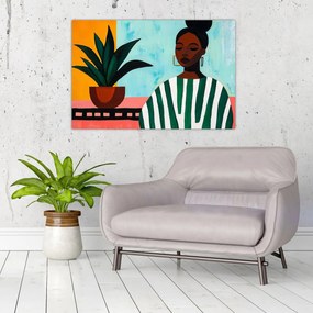 Tablou - Femeie cu floare (90x60 cm)