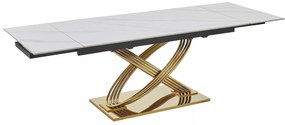 Masa extensibila Hermes II marmura alba/auriu L160-240xl90 cm