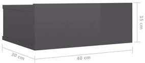 Noptiera suspendata, gri extralucios, 40x30x15 cm, PAL 1, gri foarte lucios