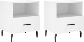 vidaXL Noptiere, 2 buc., alb, 40x35x47,5 cm, lemn compozit