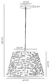 Lustră pe cablu ONLI RICKY 1xE27/15W/230V d. 40 cm alb