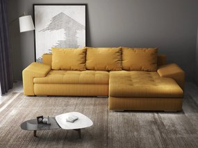 Colțar extensibil dumonde cu ladă de depozitare si sezut confortabil din spuma high-density, Leonardo Zoom Mustar 260x185 cm II