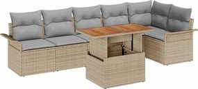 vidaXL Set de canapele pentru grădină 7 pcs Beige și gri deschis