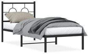 376216 vidaXL Cadru de pat metalic cu tăblie, negru, 75x190 cm