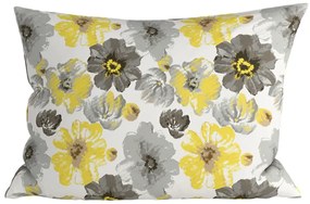 Set 2 bucati fete de perna decorative din microfibra FEONELLE 50x70 cm, galben-gri