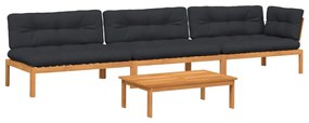 3209454 vidaXL Set canapele de grădină cu perne din paleți 4 piese lemn acacia