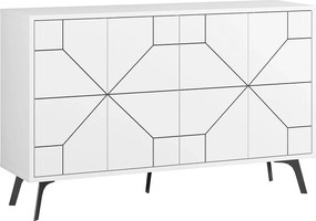 Comoda DUNE, alb/negru, PAL melaminat, 123x35x77 cm