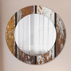 Oglinda rotunda imprimata Lemn întunecat vintage