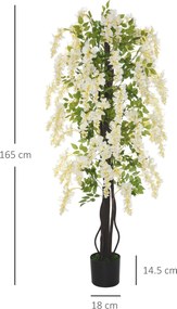 Outsunny Plante Artificiale Fără Întreținere, Perfect pentru Decorarea Casei, 165 cm, Alb | Aosom Romania