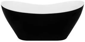 Cada baie freestanding asimetrica, compozit, negru alb, 160x70 cm, Besco Viya Negru/Alb