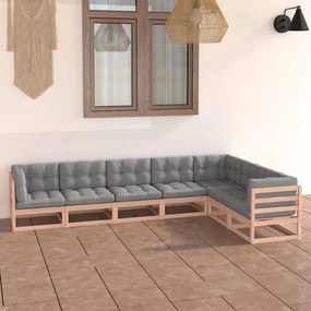 3076794 vidaXL Set mobilier de grădină cu perne, 7 piese, lemn masiv de pin