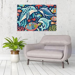 Tablou – Animale acvatice desenate (90x60 cm)