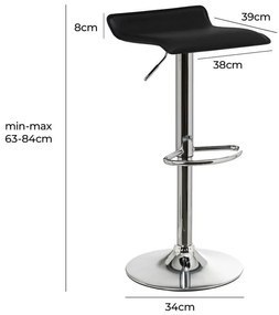 Set de scaune de bar negru cu înălțime ajustabilă 2 buc. tapițat (înălțime șezut 63 cm) – Casa Selección